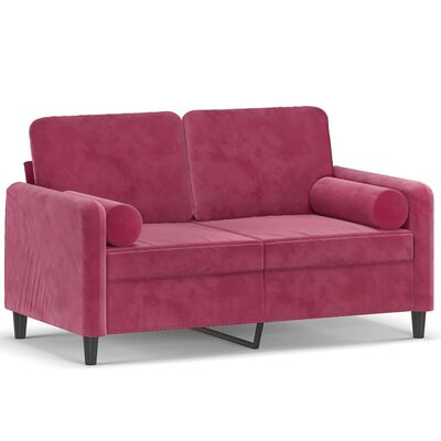 vidaXL 2-Sitzer-Sofa mit Zierkissen Weinrot 120 cm Samt