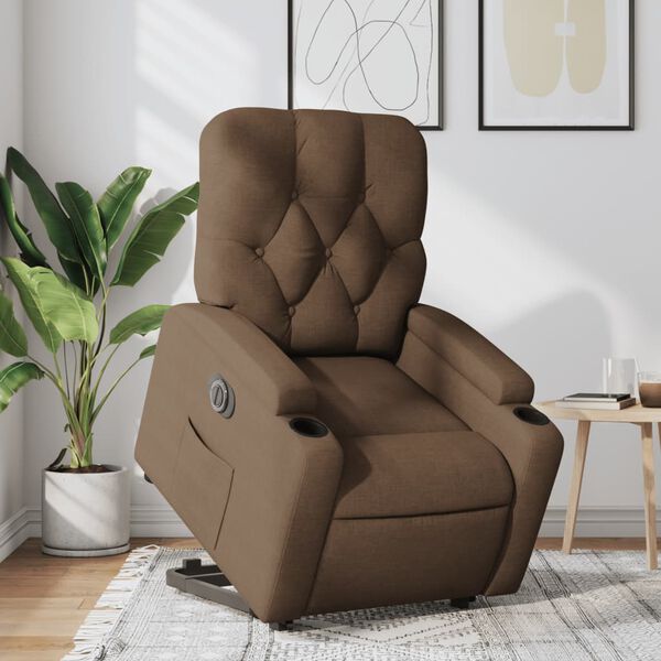vidaXL Relaxsessel mit Aufstehhilfe Elektrisch Braun Stoff