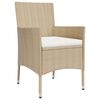 vidaXL 3-tlg. Garten-Essgruppe mit Kissen Beige Poly Rattan