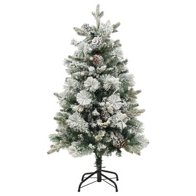 vidaXL Weihnachtsbaum mit Beleuchtung Schnee und Zapfen 150 cm PVC&PE