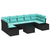 vidaXL Garten-Sofa-Set 8 stk. Schwarz und T&uuml;rkis Poly-Rattan