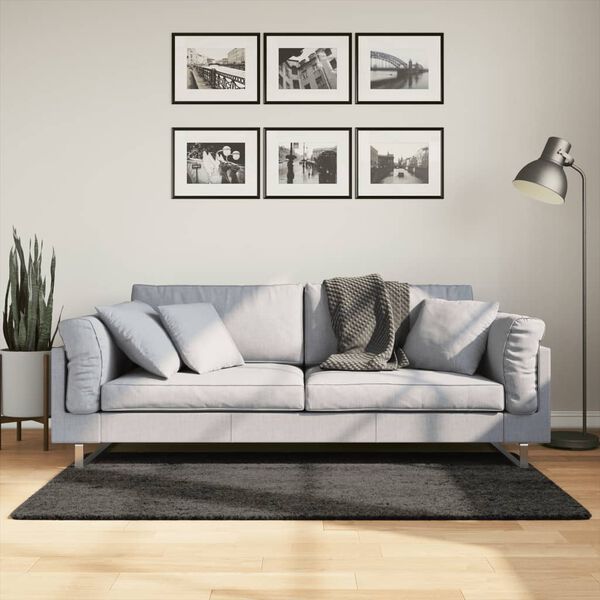 vidaXL Teppich ISTAN Hochflor Gl&auml;nzend Anthrazit 80x150 cm