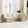 vidaXL Garten-Sofa-Set mit Kissen mit Speicher 6 pcs Beige Poly Rattan