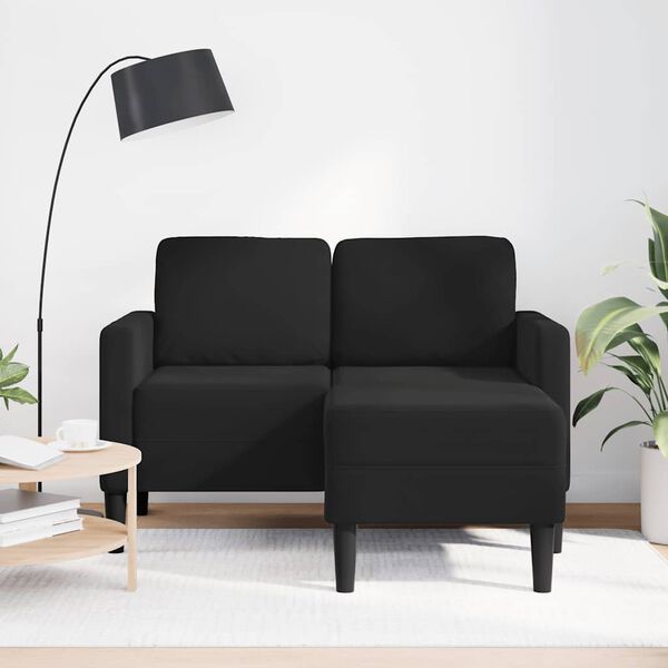 vidaXL 2-Sitzer-Sofa mit Chaiselongue L-f&ouml;rmig Schwarz 125 cm Samt