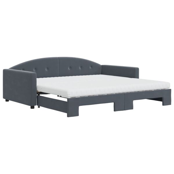 vidaXL Tagesbett Ausziehbar mit Matratzen Dunkelgrau 100x200 cm Samt
