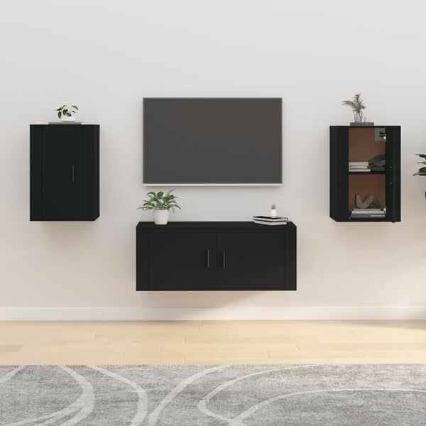 vidaXL TV-Wandschr&auml;nke 2 Stk. Schwarz 40x34,5x60 cm