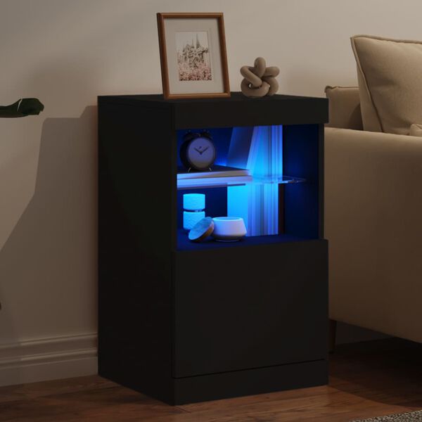 vidaXL Sideboard mit LED-Leuchten Schwarz 41x37x67 cm