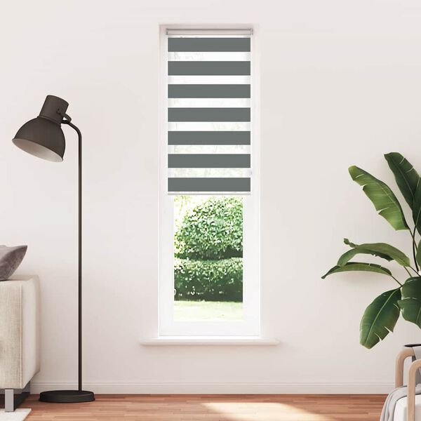 vidaXL Doppelrollo Dunkelgrau 60x230 cm Stoffbreite 55,9 cm Polyester