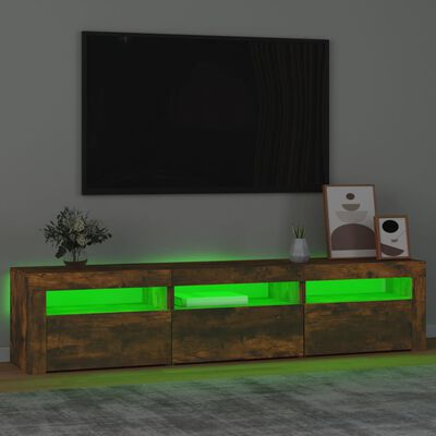 vidaXL TV-Schrank mit LED-Leuchten Räuchereiche 180x35x40 cm