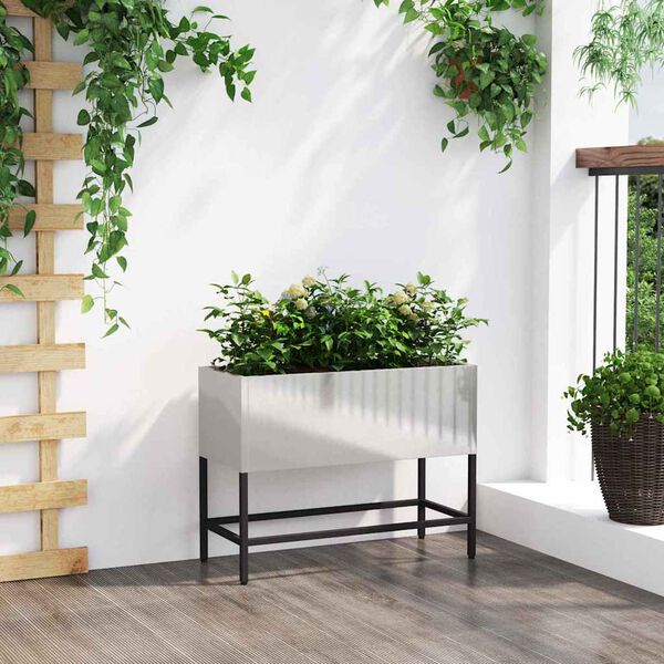 vidaXL Hochbeet Gartenpflanzer Silber 60 x 26 x 45 cm Edelstahl