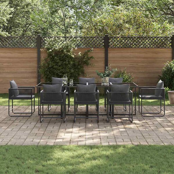 vidaXL Garten Essgruppe 9 pcs Schwarz Stahl