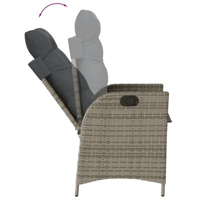 vidaXL 5-tlg. Garten-Essgruppe mit Kissen Grau Poly Rattan