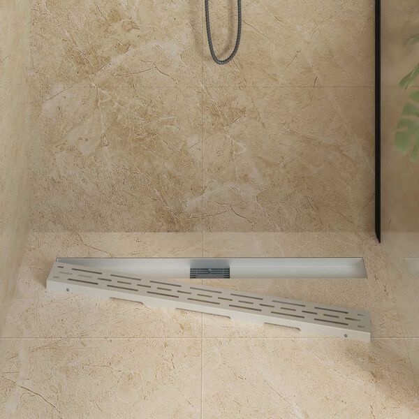 vidaXL Duschabfluss mit Liniendesign Silber 100 cm Edelstahl 304