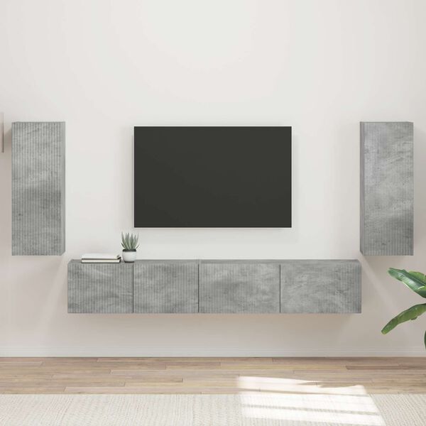 vidaXL TV-Schrankset 4 pcs Beton Grau Holzwerkstoff