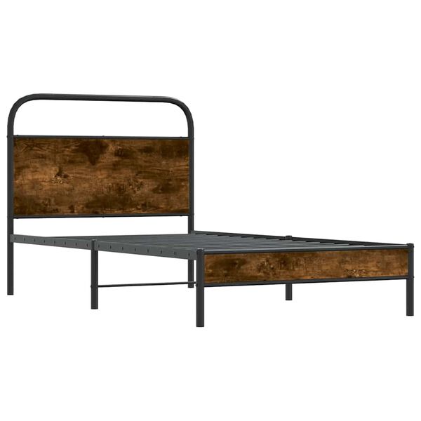 vidaXL Bettgestell ohne Matratze 90x190 cm R&auml;uchereiche Holzwerkstoff