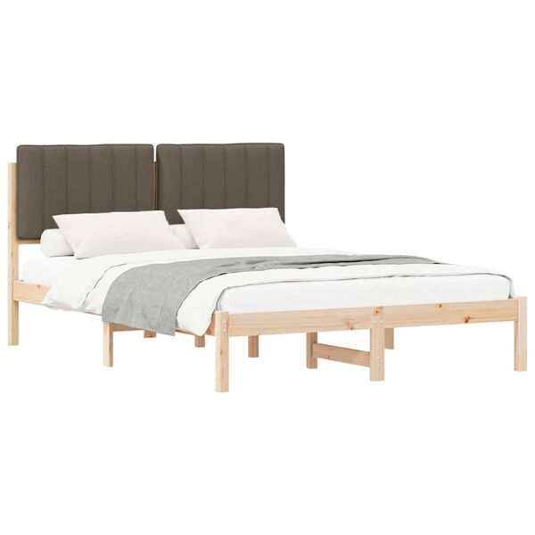 vidaXL Bettgestell mit gepolstertem Kopfteil Taupe 140 x 190 cm