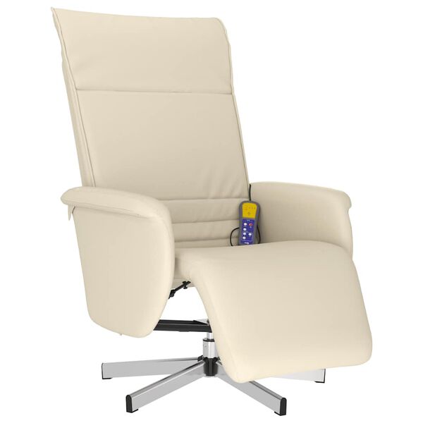 vidaXL Massagesessel mit Fu&szlig;teil Creme Kunstleder