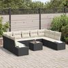 vidaXL Gartensofa-set mit Kissen 10 pcs Schwarz Poly-Rattan