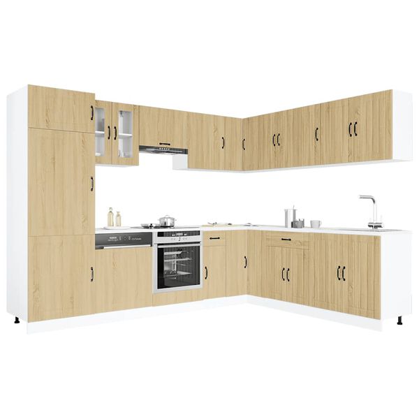 vidaXL 14-tlg. K&uuml;chenschrank-Set Lucca Sonoma-Eiche Holzwerkstoff