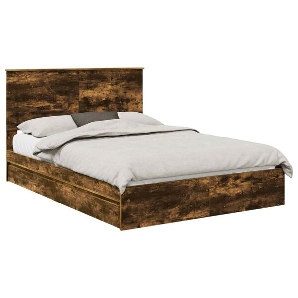 vidaXL Aufbewahrungsbett Ger&auml;ucherte Eiche 160 x 200 cm Holzwerkstoff