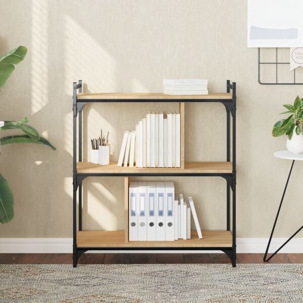 vidaXL B&uuml;cherregal 3 B&ouml;den Sonoma-Eiche 76x32x88 cm Holzwerkstoff