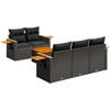 vidaXL 6-tlg. Garten-Sofagarnitur mit Kissen Schwarz Poly Rattan