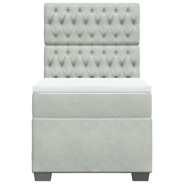 vidaXL Boxspringbett mit Matratze Hellgrau 100x200 cm Samt