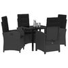 vidaXL Garten Essgruppe mit Kissen 5 pcs Schwarz Poly-Rattan