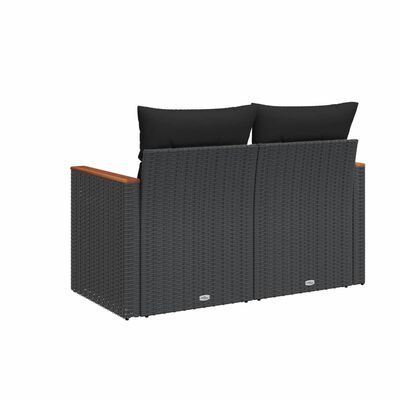 vidaXL Gartensofa 2-Sitzer mit Kissen Grau Poly Rattan