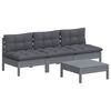 vidaXL 4-tlg. Garten-Lounge-Set mit Anthrazit Kissen Kiefernholz