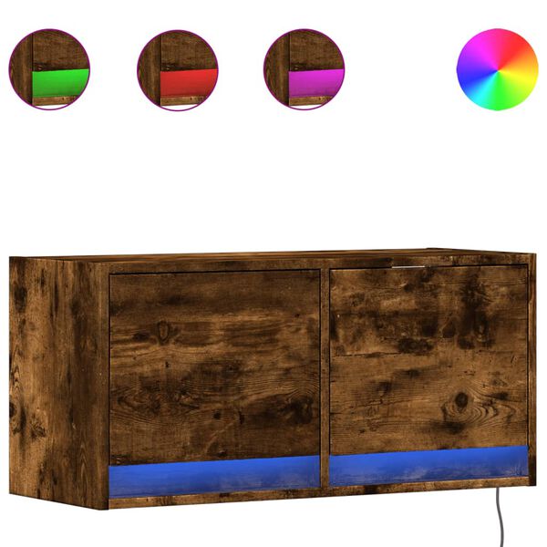 vidaXL TV-Wandschrank mit LED-Beleuchtung R&auml;uchereiche 80x31x38 cm
