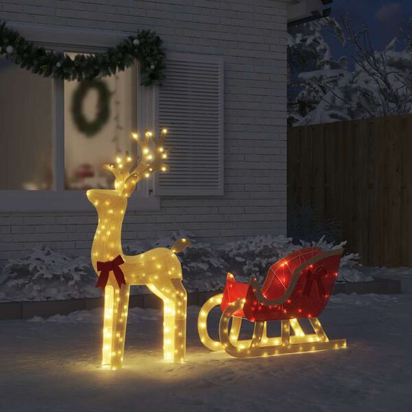 vidaXL LED-Rentiere mit Schlitten 100 LEDs Warmwei&szlig;