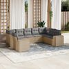 vidaXL 9-tlg. Garten-Sofagarnitur mit Kissen Beige Poly Rattan