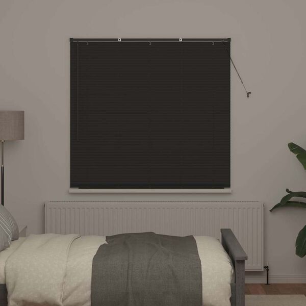 vidaXL Fensterjalousie mit Vorh&auml;ngen Dunkelgrau Aluminium