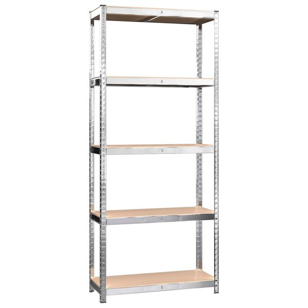 vidaXL Regale mit 5 B&ouml;den 4 Stk. Silbern Stahl & Holzwerkstoff