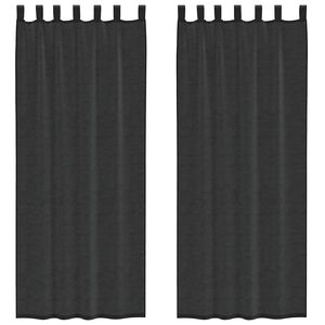 vidaXL Voile Vorh&auml;nge mit Lasche 2 Stk. Schwarz
