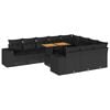 vidaXL 10-tlg. Garten-Sofagarnitur mit Kissen Schwarz Poly Rattan