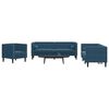 vidaXL 3-tlg. Chesterfield-Sofa-Set mit Nackenrollen Blau Samt