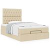 vidaXL Ottoman-Bett mit Matratze Creme 120x200 cm Stoff