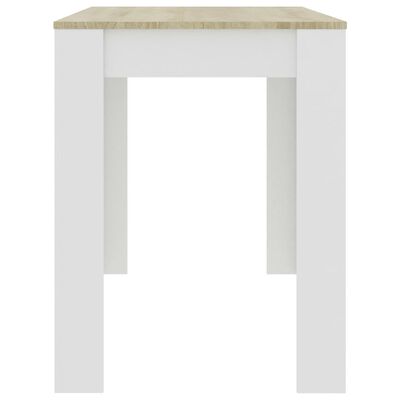 vidaXL Esstisch Weiß und Sonoma-Eiche 120x60x76 cm Holzwerkstoff