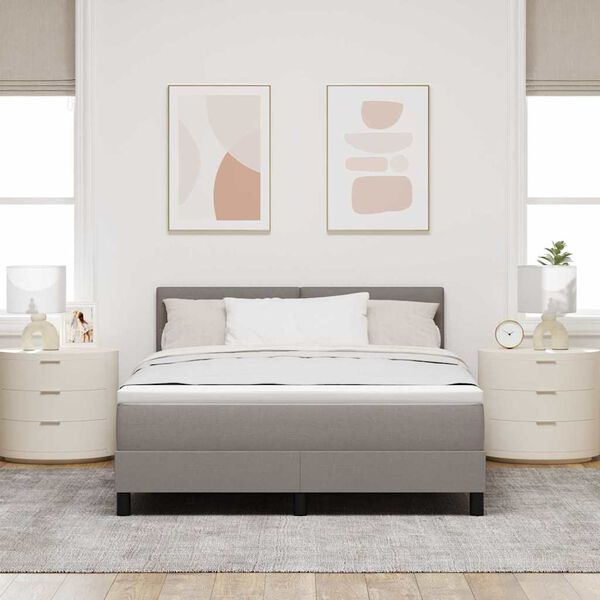 vidaXL Boxspringbett mit Matratze Taupe 140 x 200 cm Stoff
