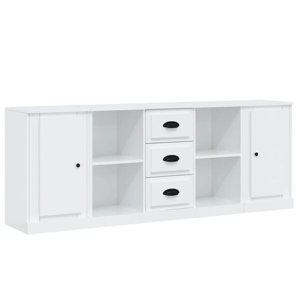 vidaXL Sideboards 3 Stk. Hochglanz-Wei&szlig; Holzwerkstoff