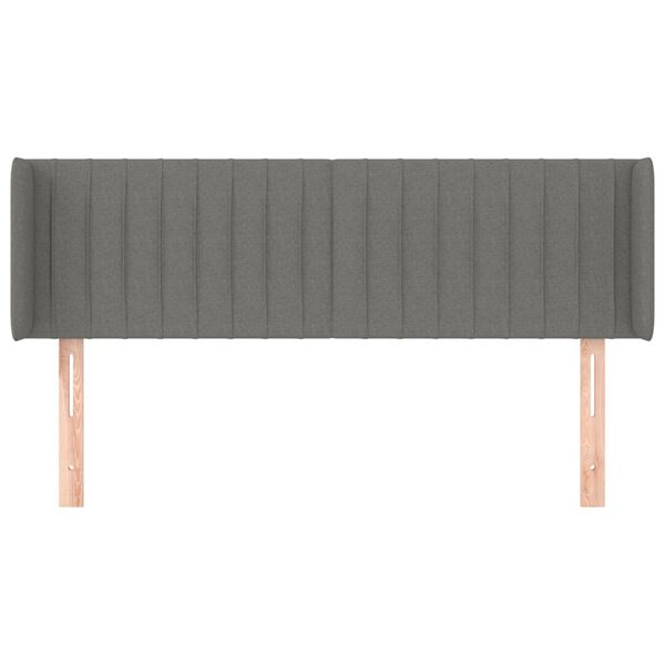 vidaXL Kopfteil mit Ohren Dunkelgrau 147x16x78/88 cm Stoff