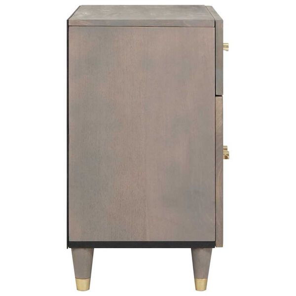vidaXL Nachttisch mit T&uuml;r Grau 50 x 33 x 60 cm Massivholz Mango