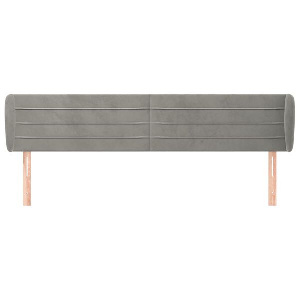 vidaXL Kopfteil mit Ohren Hellgrau 163x23x78/88 cm Samt