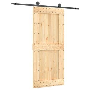 vidaXL Schiebet&uuml;r Nat&uuml;rlich und Schwarz 90 x 210 cm Massivkiefer