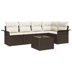 vidaXL Gartensofa-set mit Kissen 6 pcs Poly-Rattan
