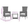 vidaXL 3-tlg. Garten-Essgruppe mit Kissen Beige Poly Rattan