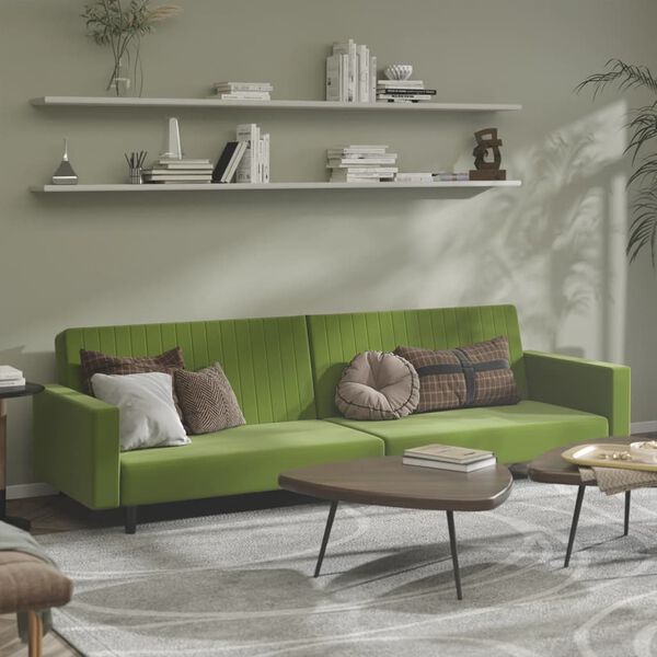 vidaXL Schlafsofa 2-Sitzer Hellgr&uuml;n Samt