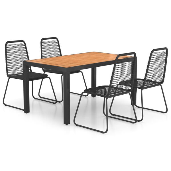 vidaXL 5-tlg. Garten-Essgruppe PVC Rattan Schwarz und Braun
